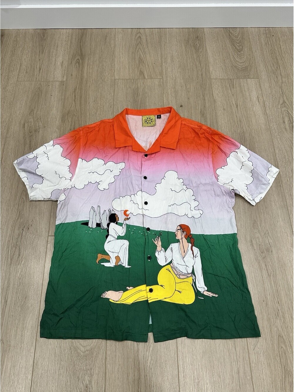 Lazy Oaf x Laura Callaghan Worship The World Bowling Shirt XL Viscose